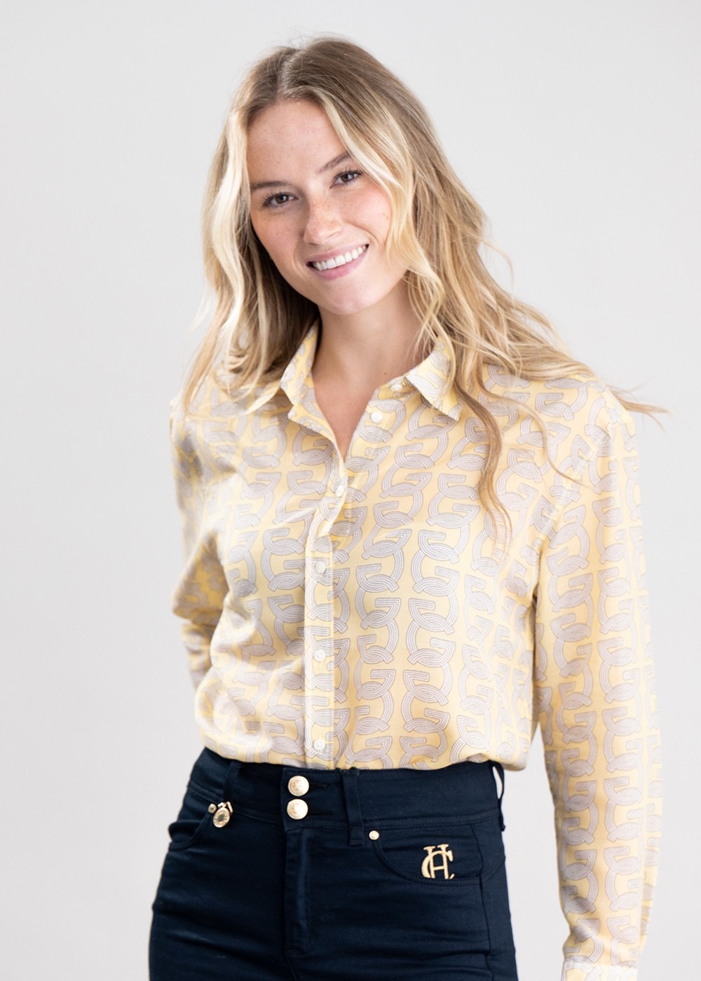 G Patterned Cotton Silk Shirt - Dusty Yellow - 5