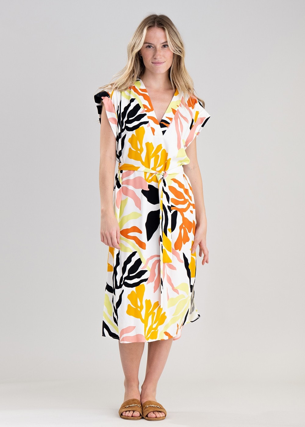 Palm Print Dress - Medal Yellow - 1