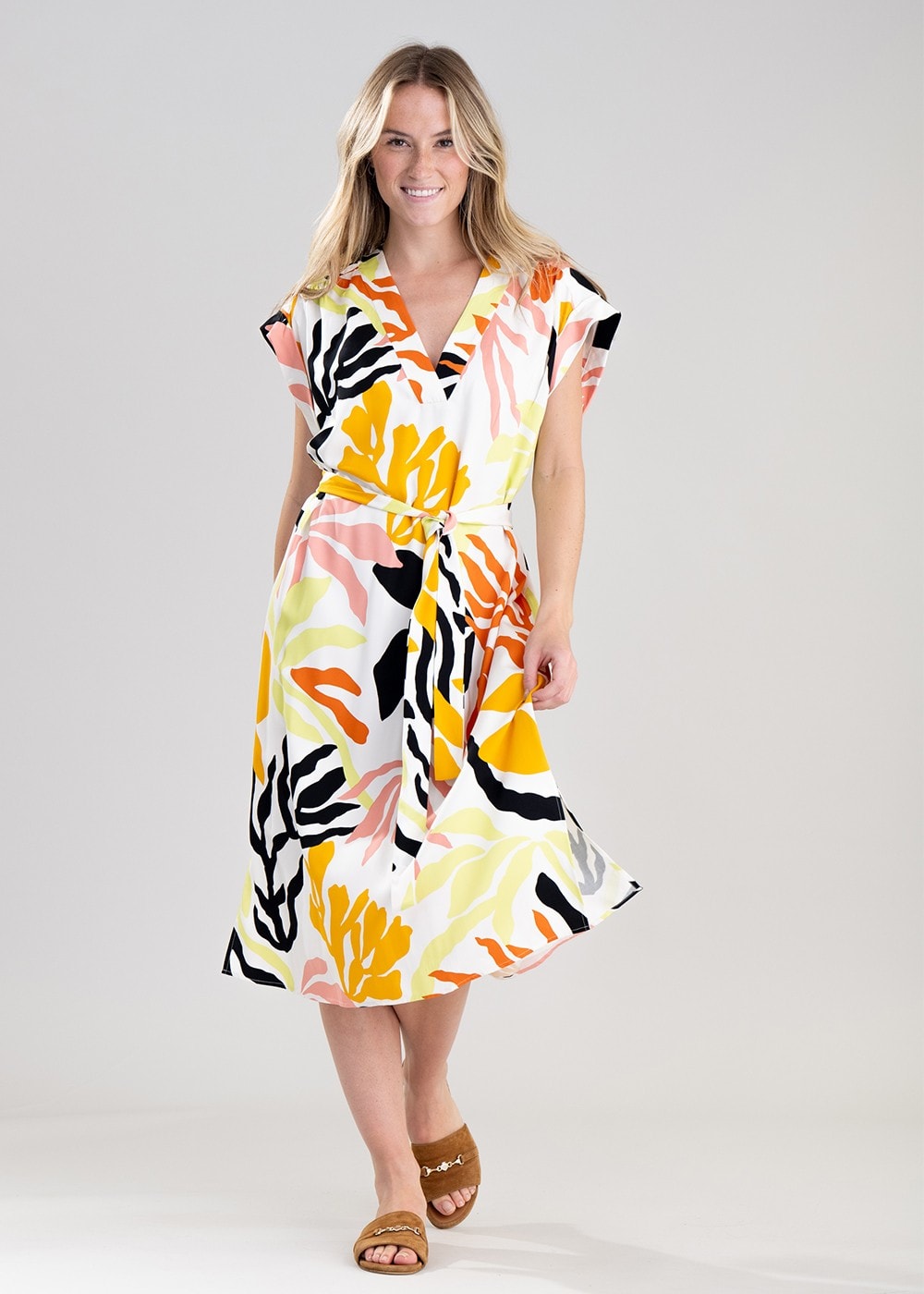 Palm Print Dress - Medal Yellow - 2