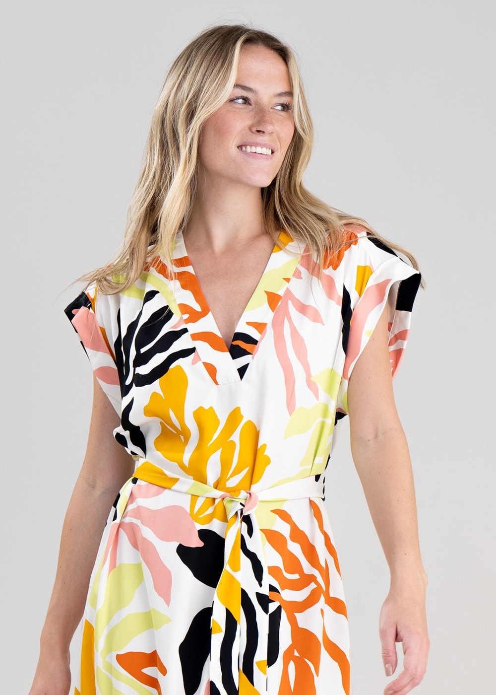 Palm Print Dress - Medal Yellow - 3