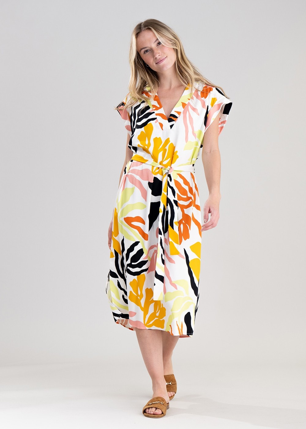 Palm Print Dress - Medal Yellow - 4