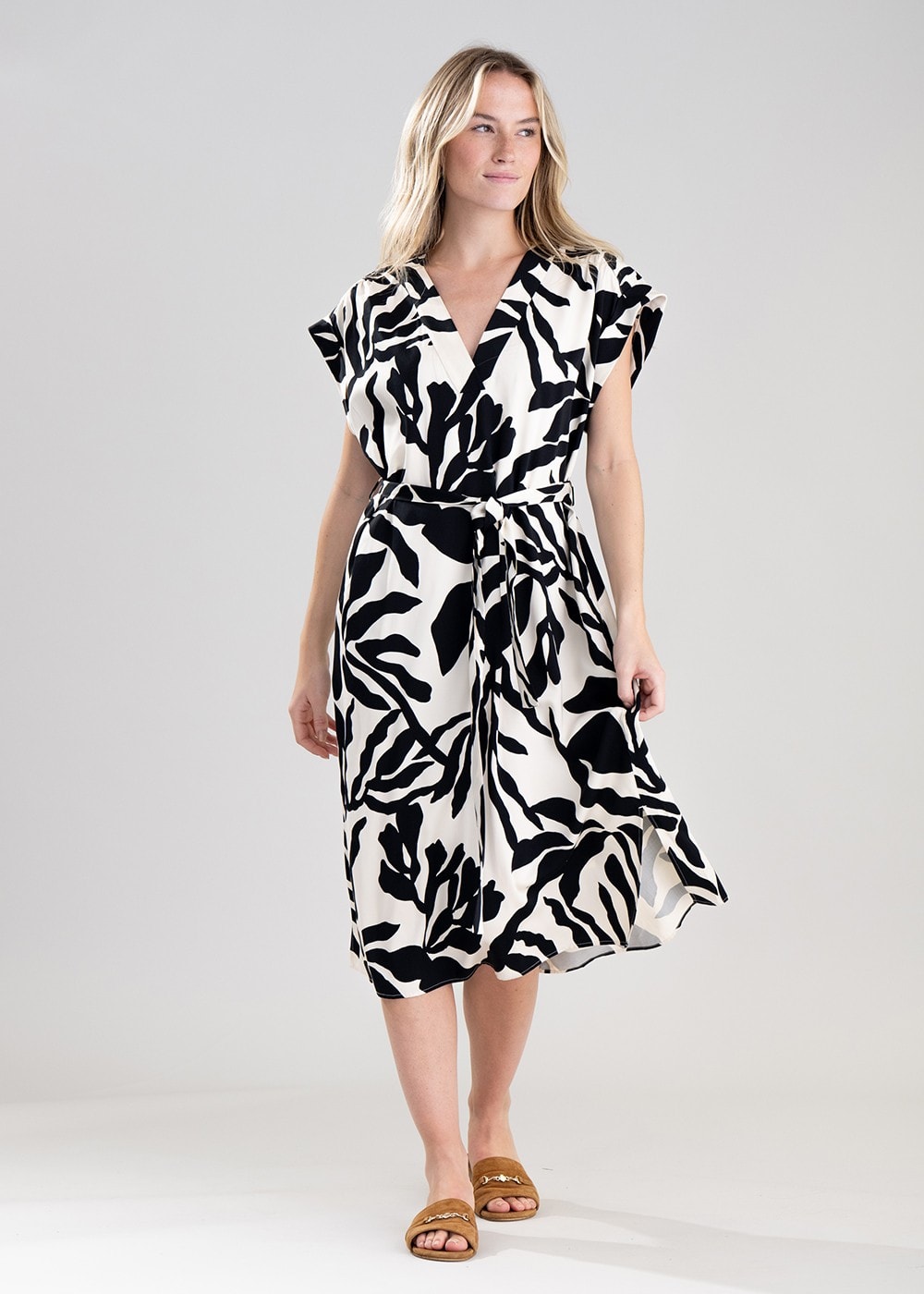 Palm Print Dress - Soft Oat - 5