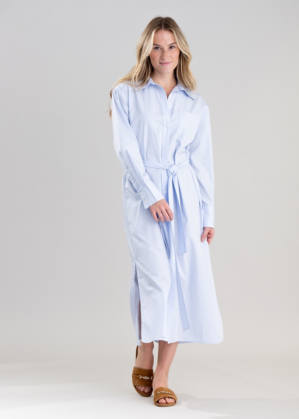 Poplin Shirt Dress - Dove Blue - 3