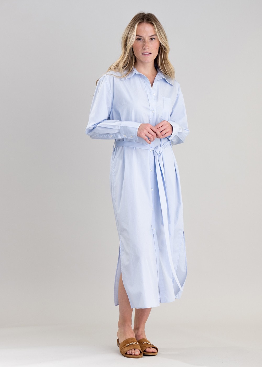 Poplin Shirt Dress - Dove Blue - 4