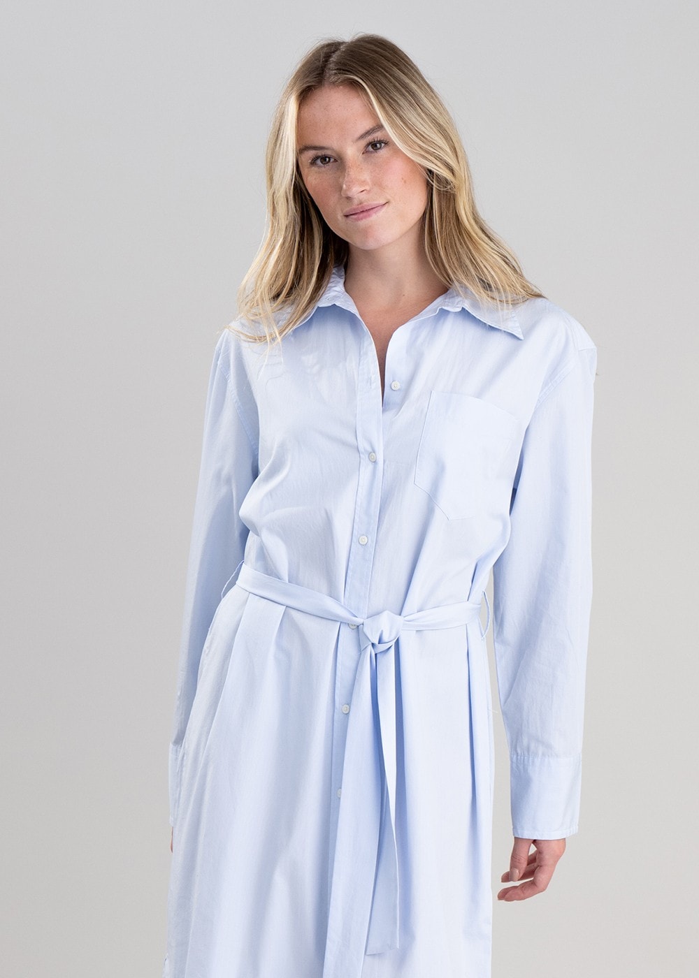 Poplin Shirt Dress - Dove Blue - 5