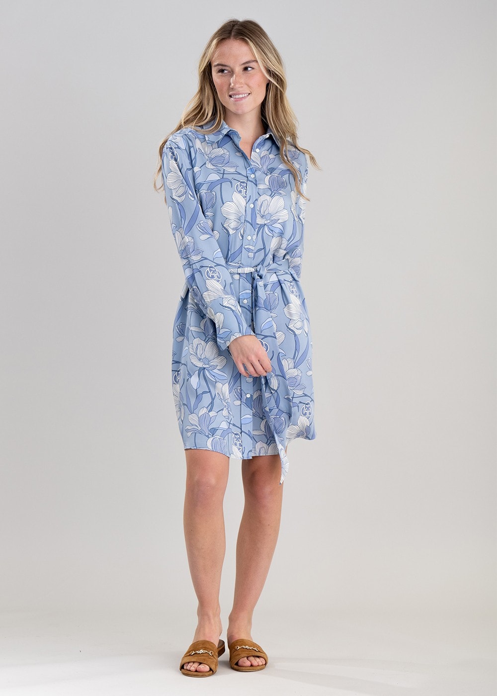 Magnolia Shirt Dress  - Dove Blue - 3