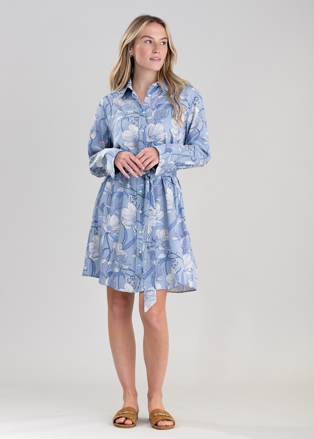 Magnolia Shirt Dress  - Dove Blue - 4