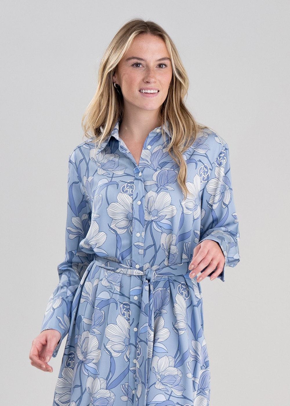 Magnolia Shirt Dress  - Dove Blue - 5