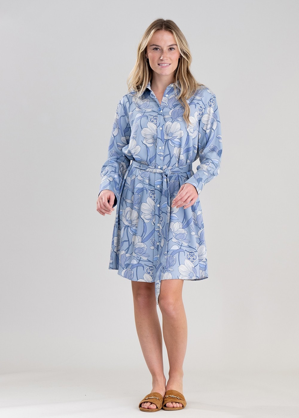 Magnolia Shirt Dress  - Dove Blue - 6