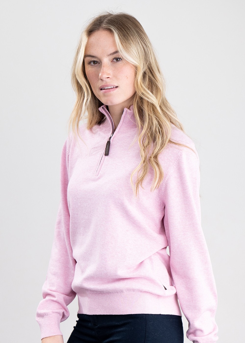 Polperro Pima 1/4 Zip - Pink Marl - 2