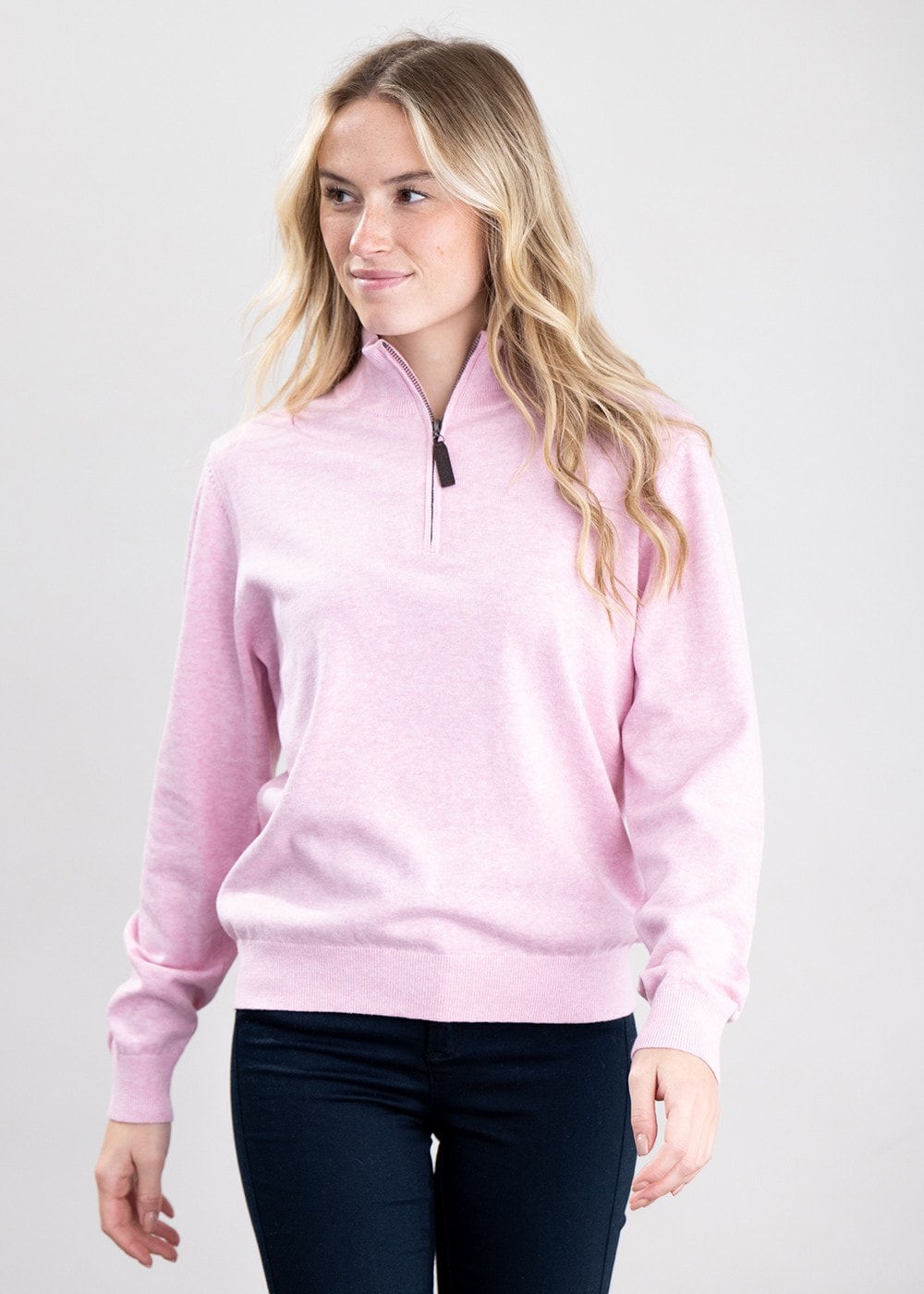 Polperro Pima 1/4 Zip - Pink Marl - 3