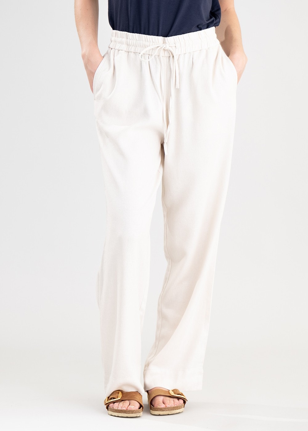 Daphne Linen Trousers - Oat - 1