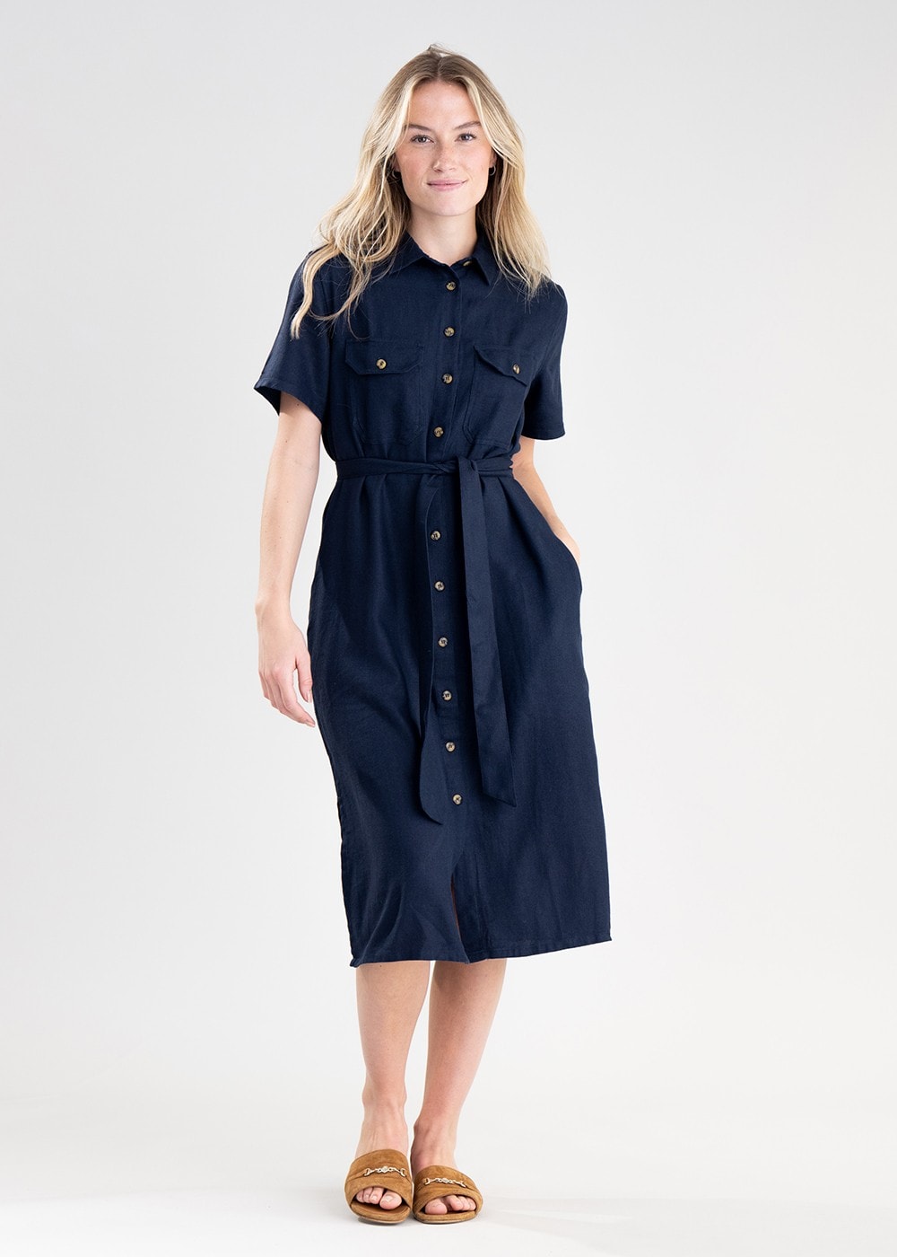 Daisy Linen Dress - Navy - 4