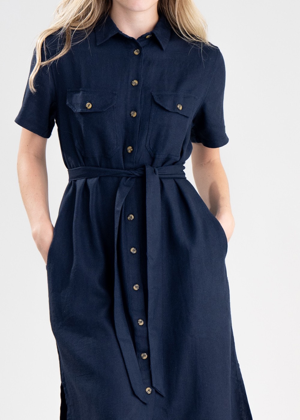 Daisy Linen Dress - Navy - 5