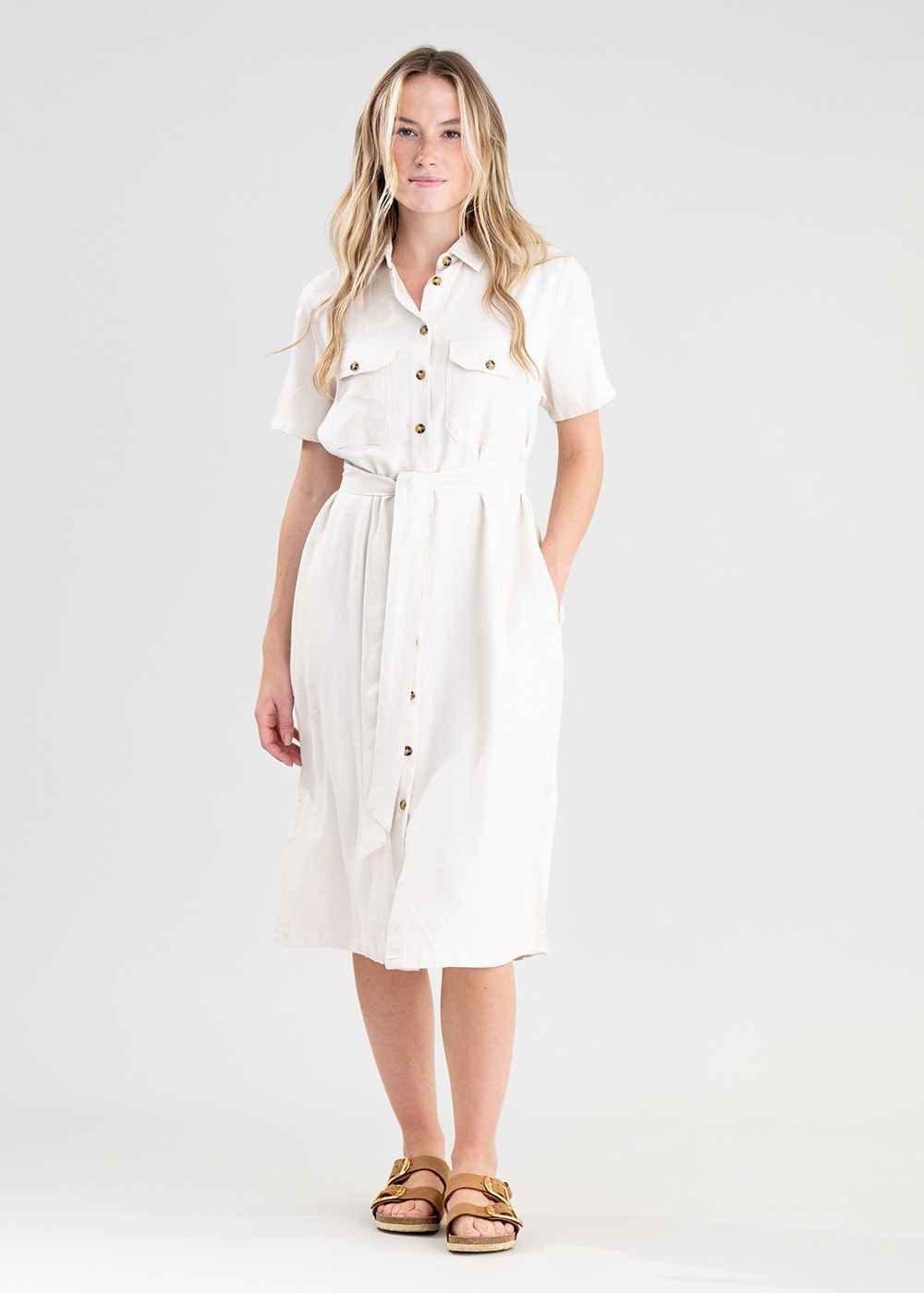 Daisy Linen Dress - Oat - 1