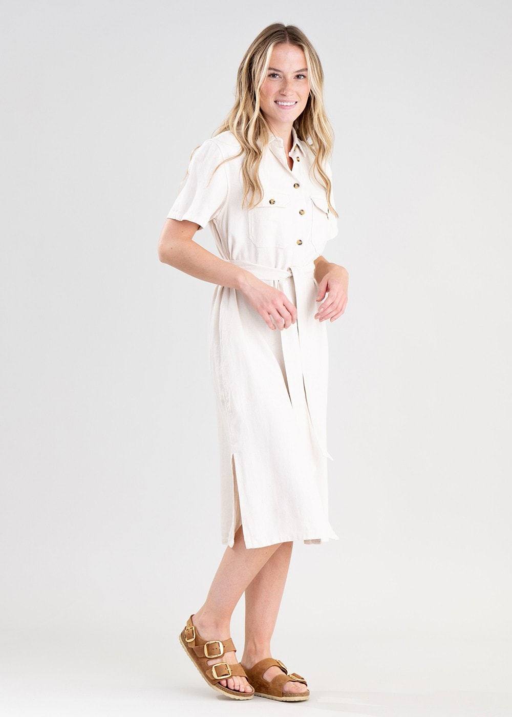 Daisy Linen Dress - Oat - 3