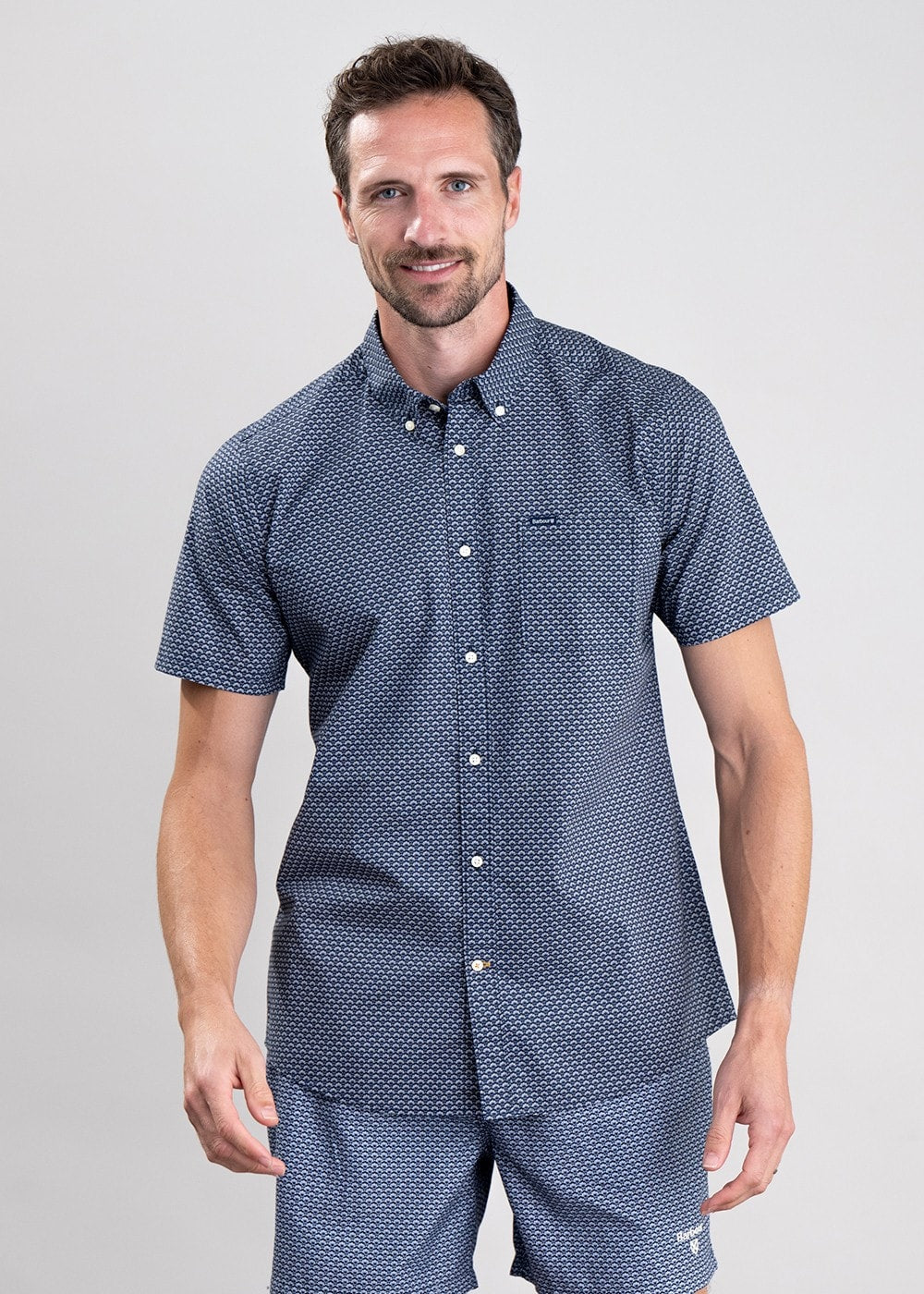 Shell Short Sleeved Tailored Shirt - Navy - 2