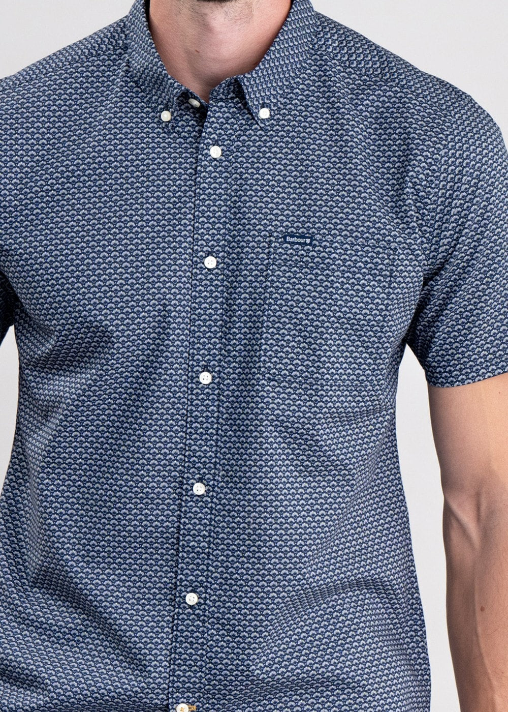 Shell Short Sleeved Tailored Shirt - Navy - 4