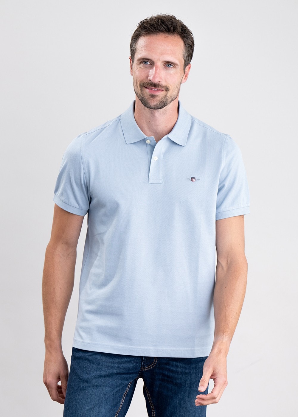 Shield Pique Polo - Dove Blue - 1