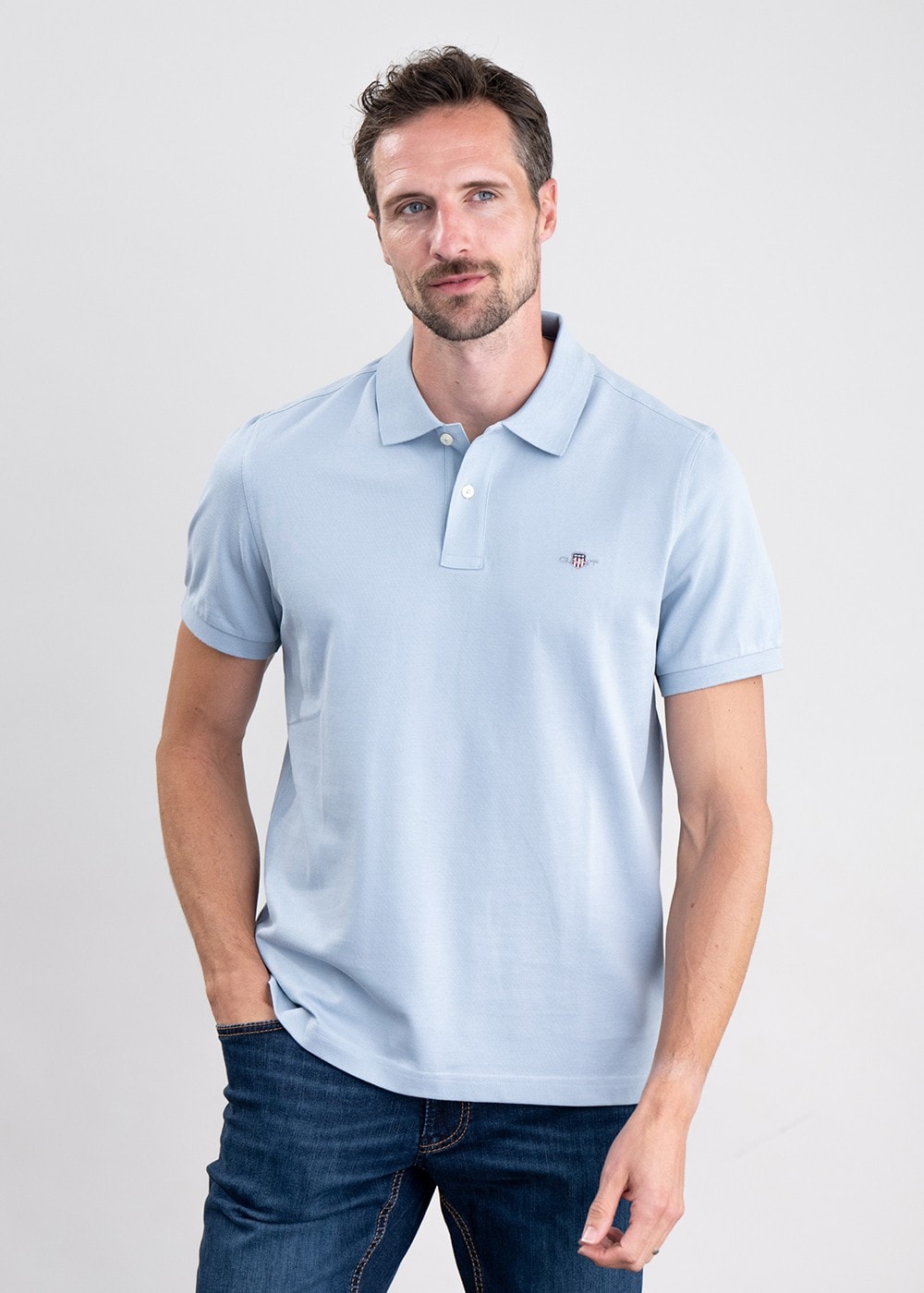 Shield Pique Polo - Dove Blue - 2