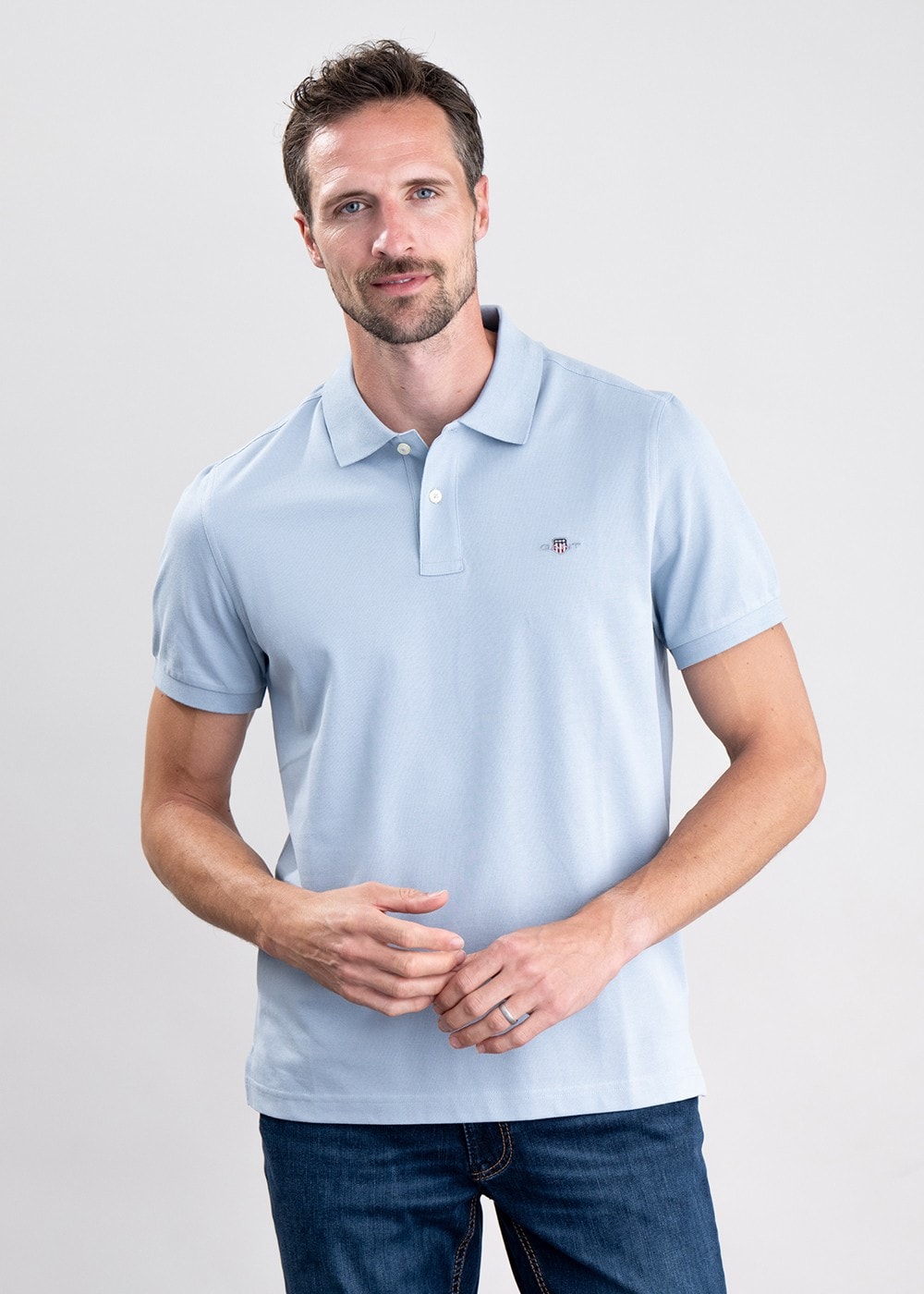 Shield Pique Polo - Dove Blue - 3