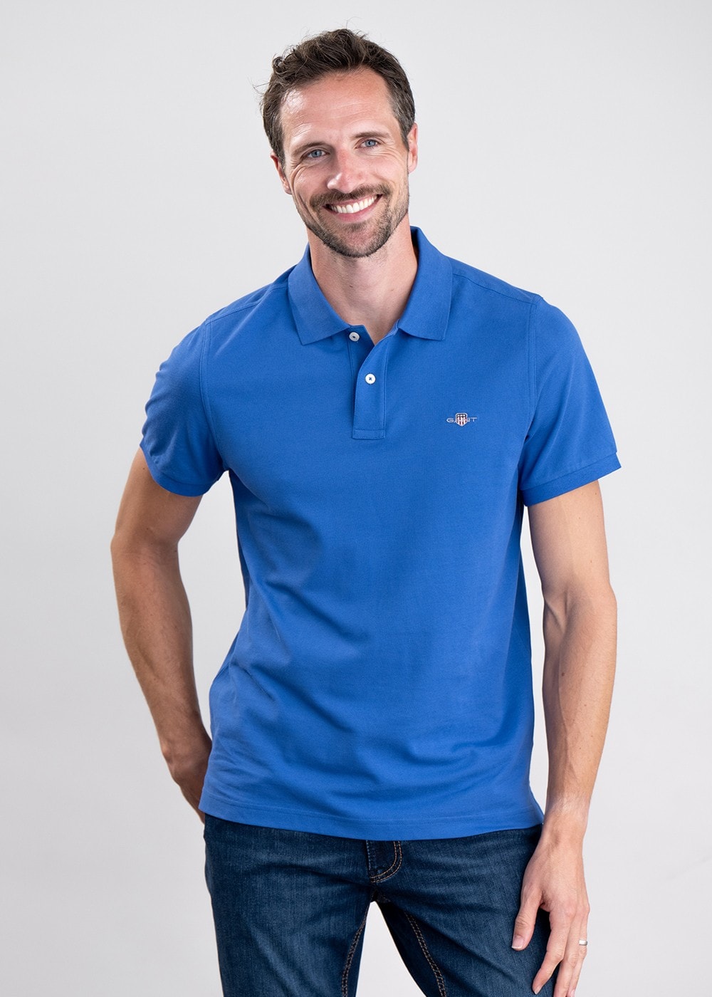 Shield Pique Polo - Rich Blue - 3