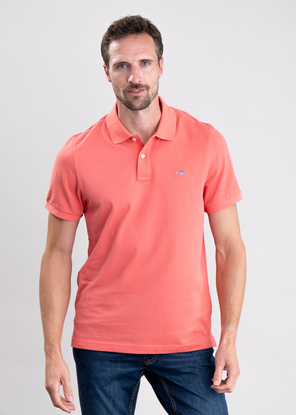 Shield Pique Polo - Sunset Pink - 1