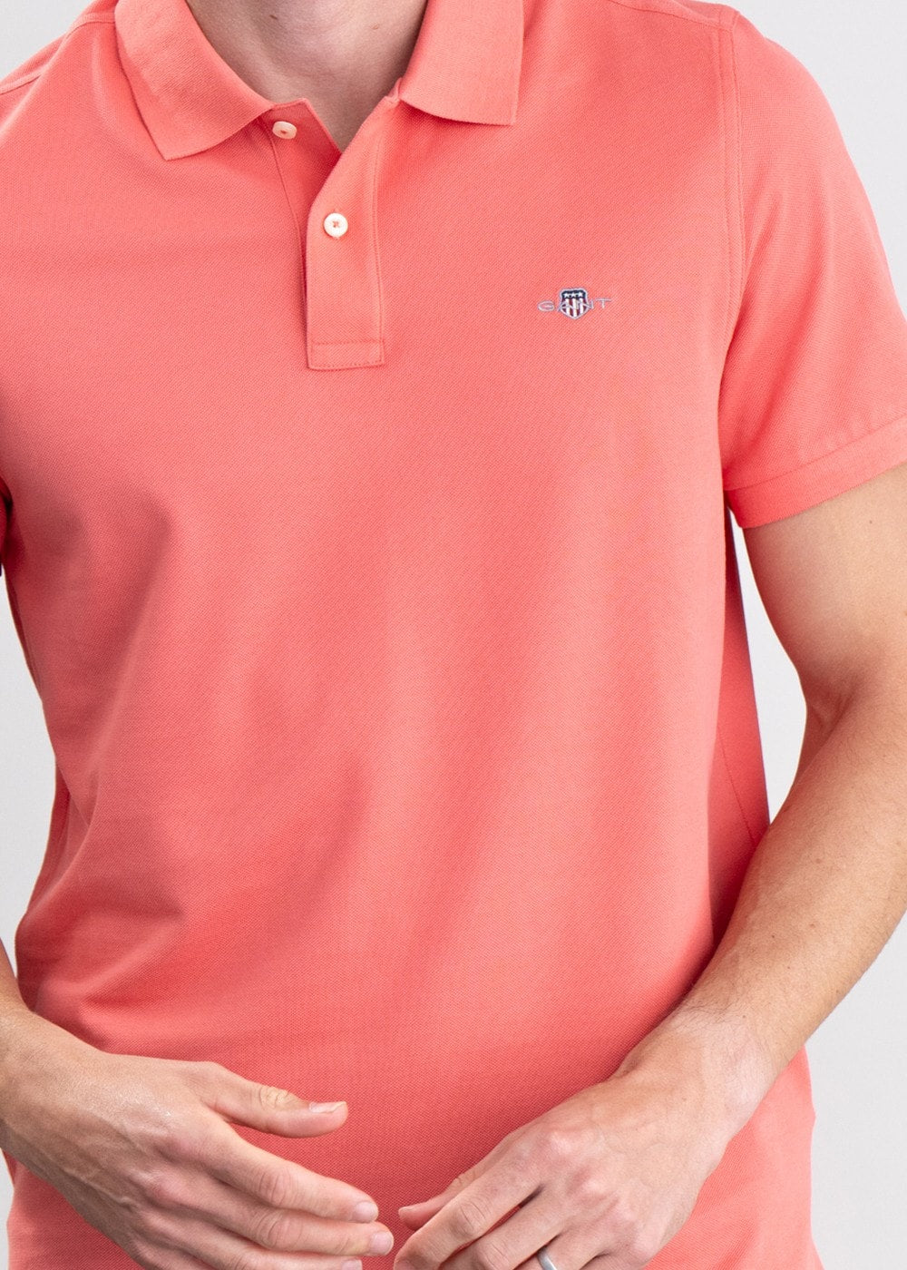 Shield Pique Polo - Sunset Pink - 4