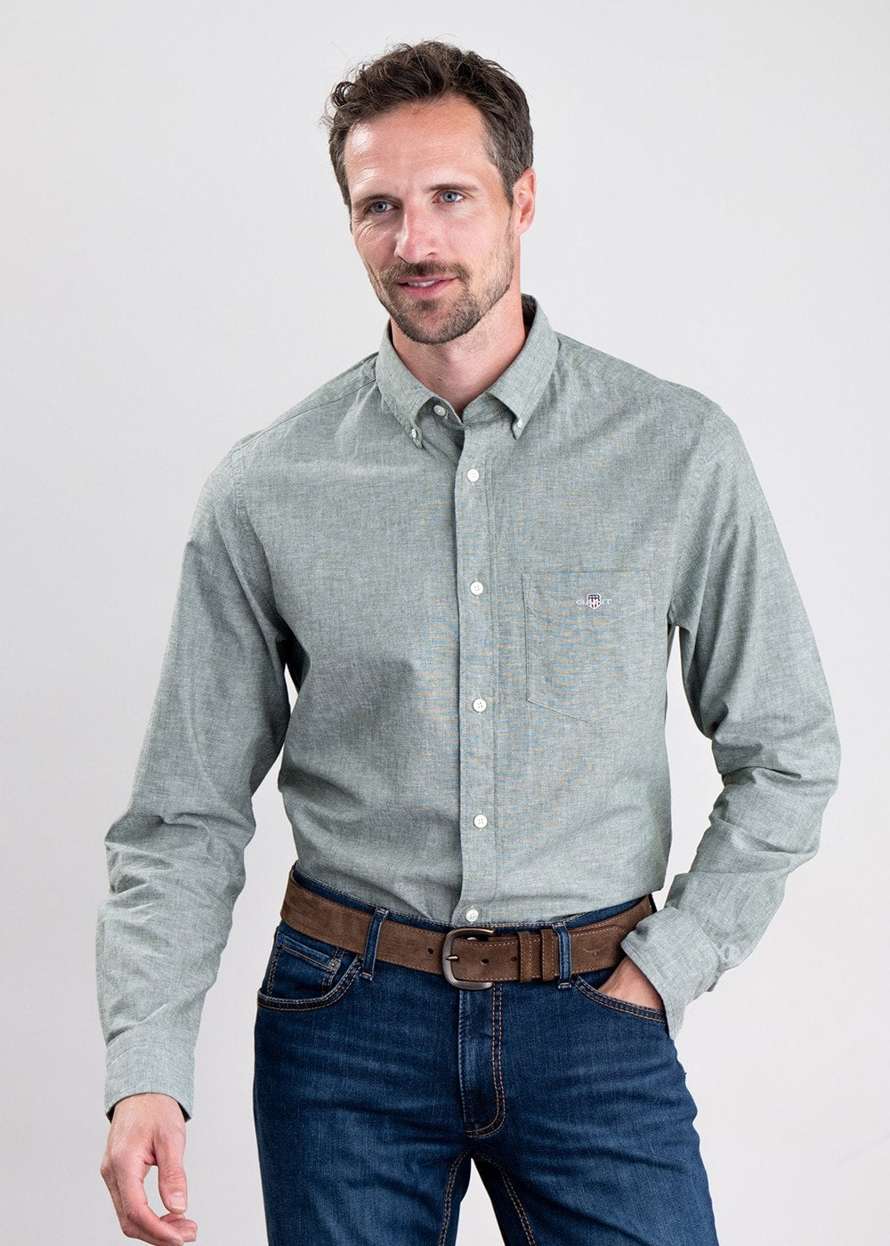 Cotton Linen Shirt - Pine Green - 2