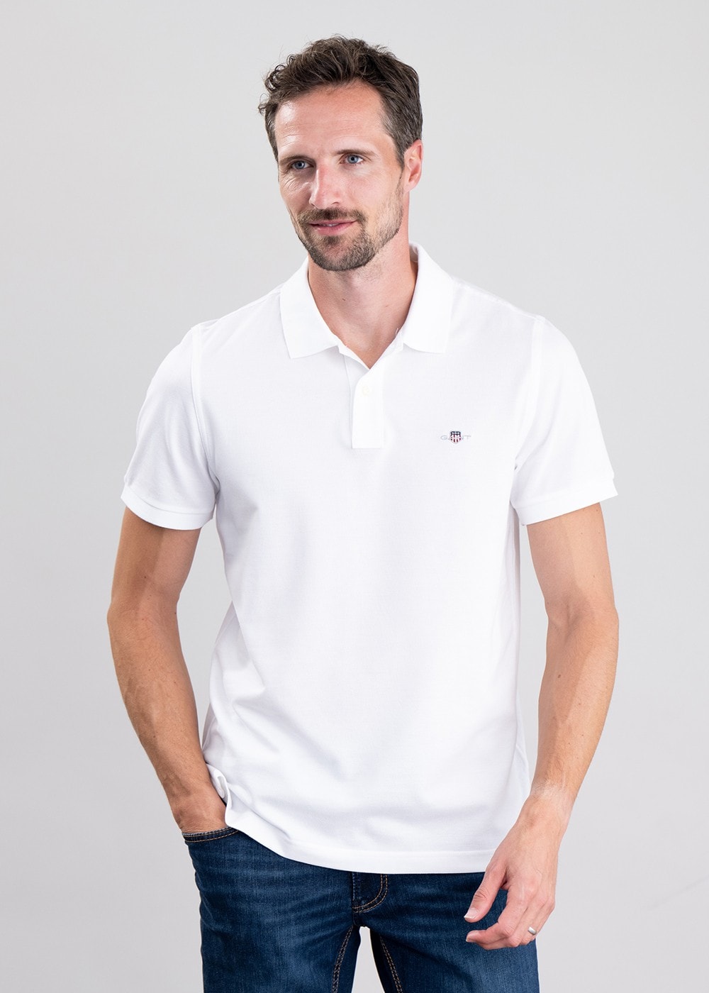 Shield Pique Polo - White - 2