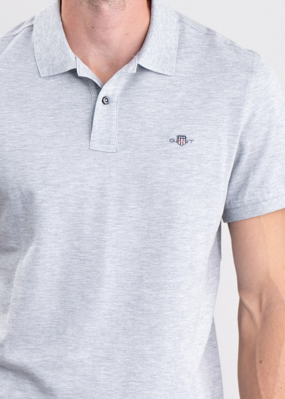 Shield Pique Polo - Grey Melange - 4