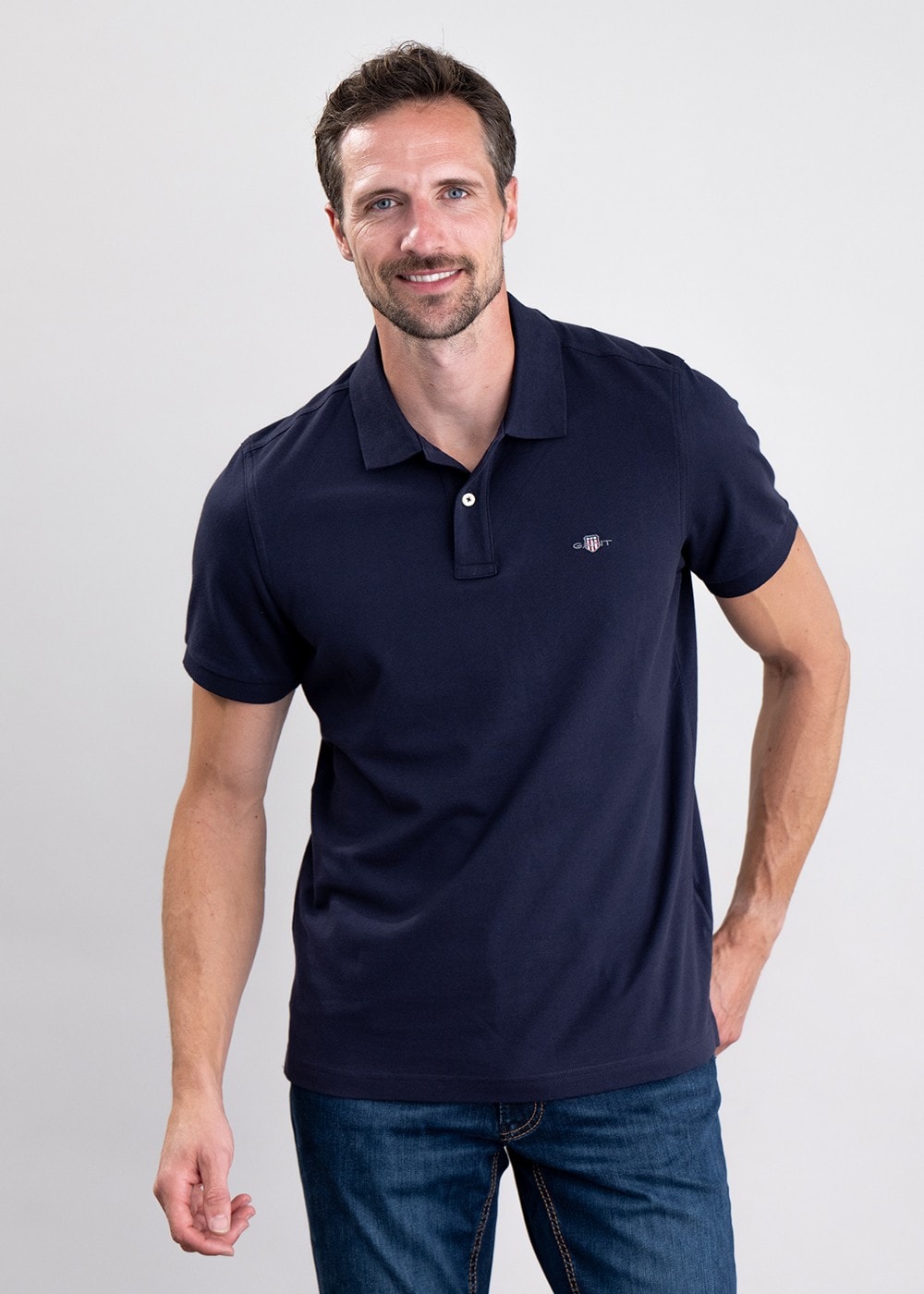 Shield Pique Polo - Evening Blue - 1