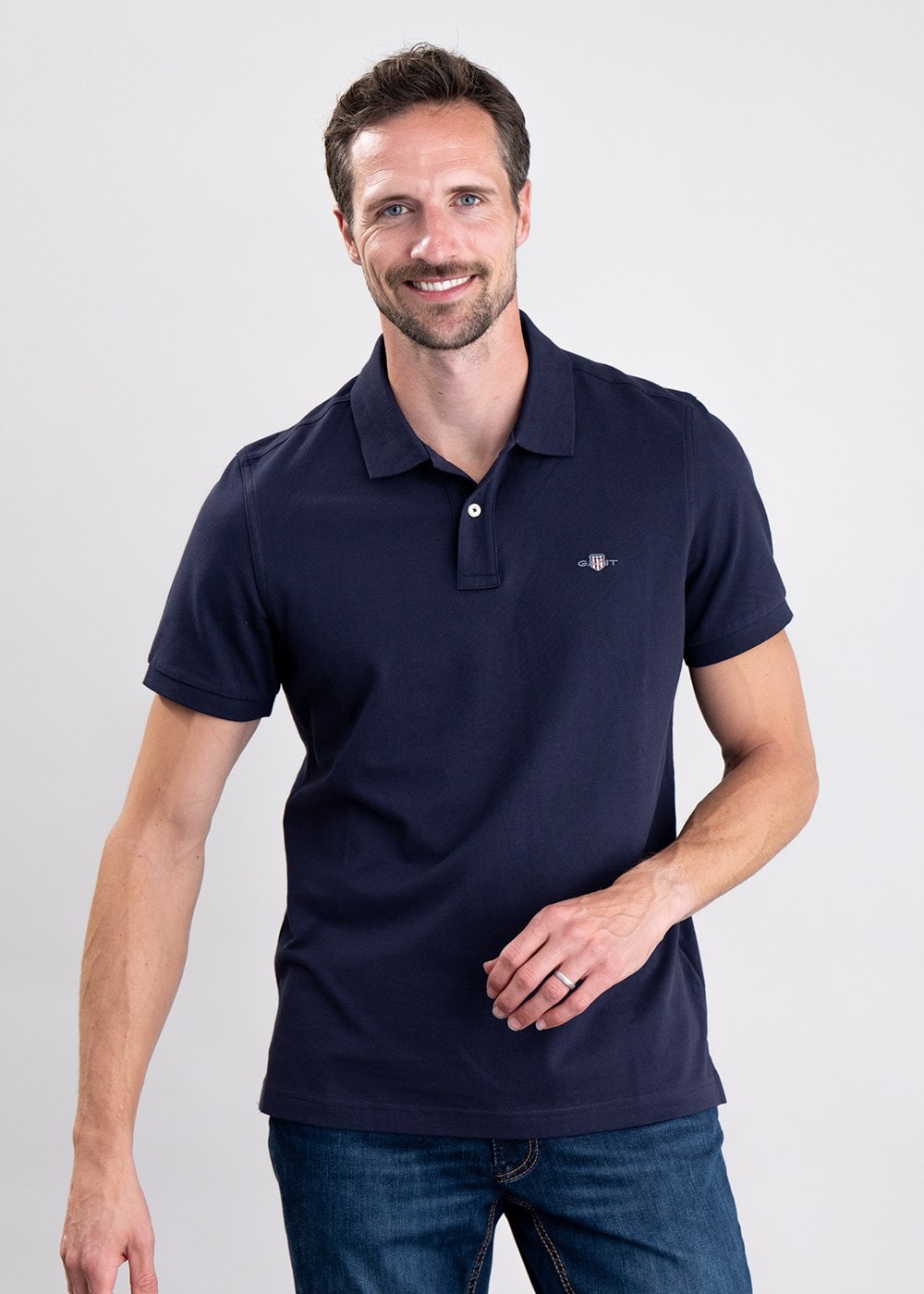 Shield Pique Polo - Evening Blue - 2