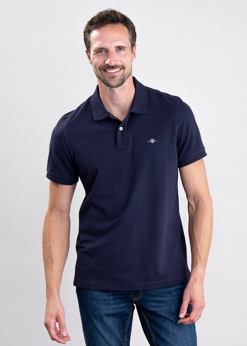 Shield Pique Polo - Evening Blue - 3