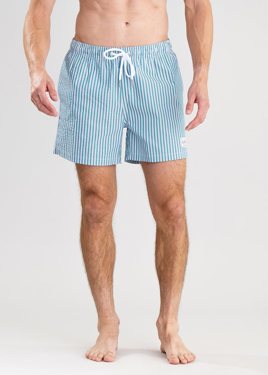 Seersucker Swim Shorts - Ocean Turquoise - 1