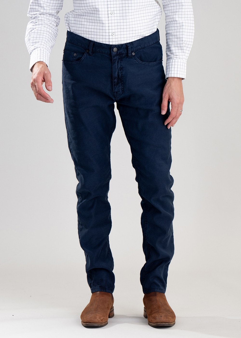 Cotton Linen Jeans - Marine - 1