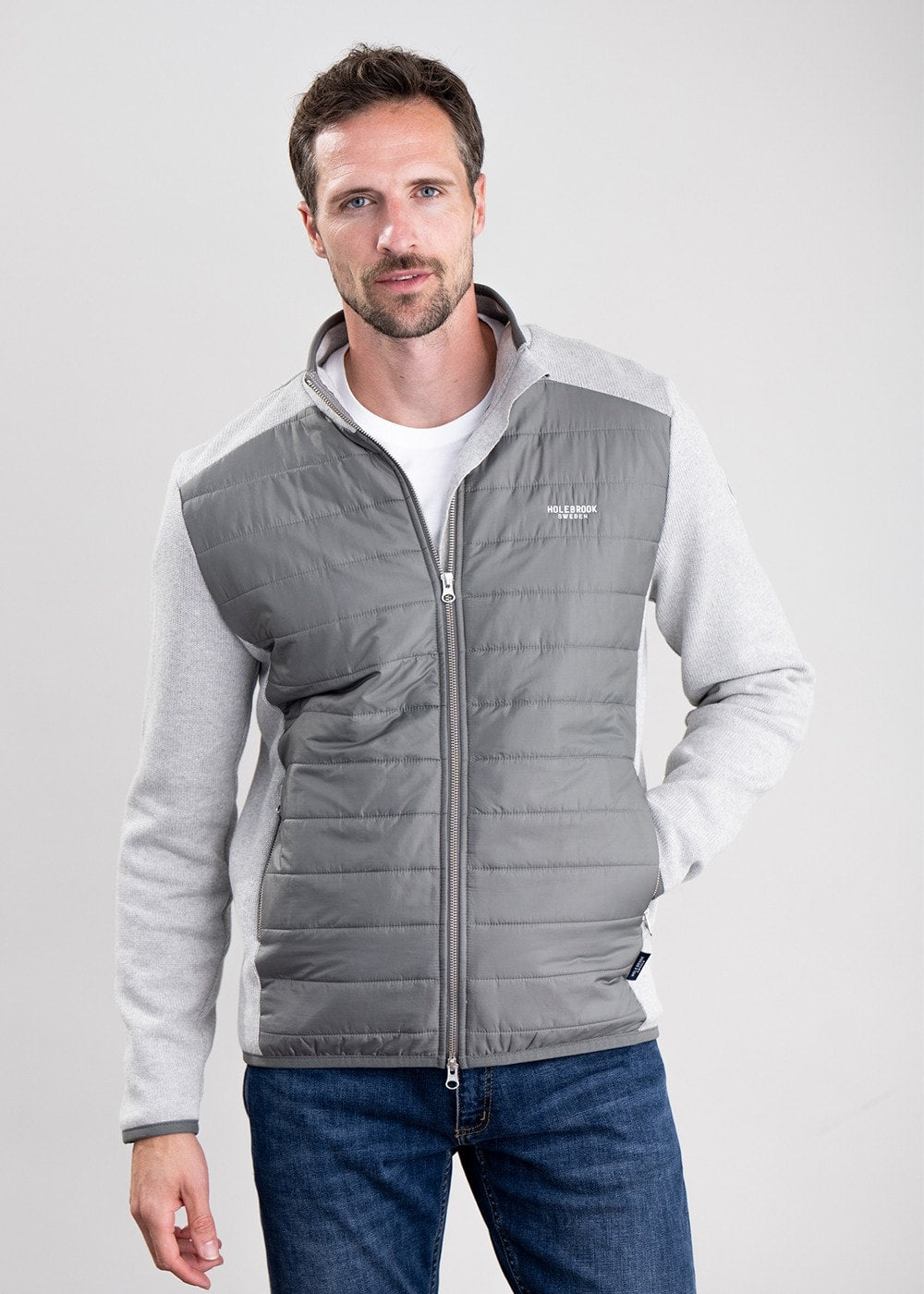 Peder Full Zip Windproof Jacket - Light Grey Melange - 4