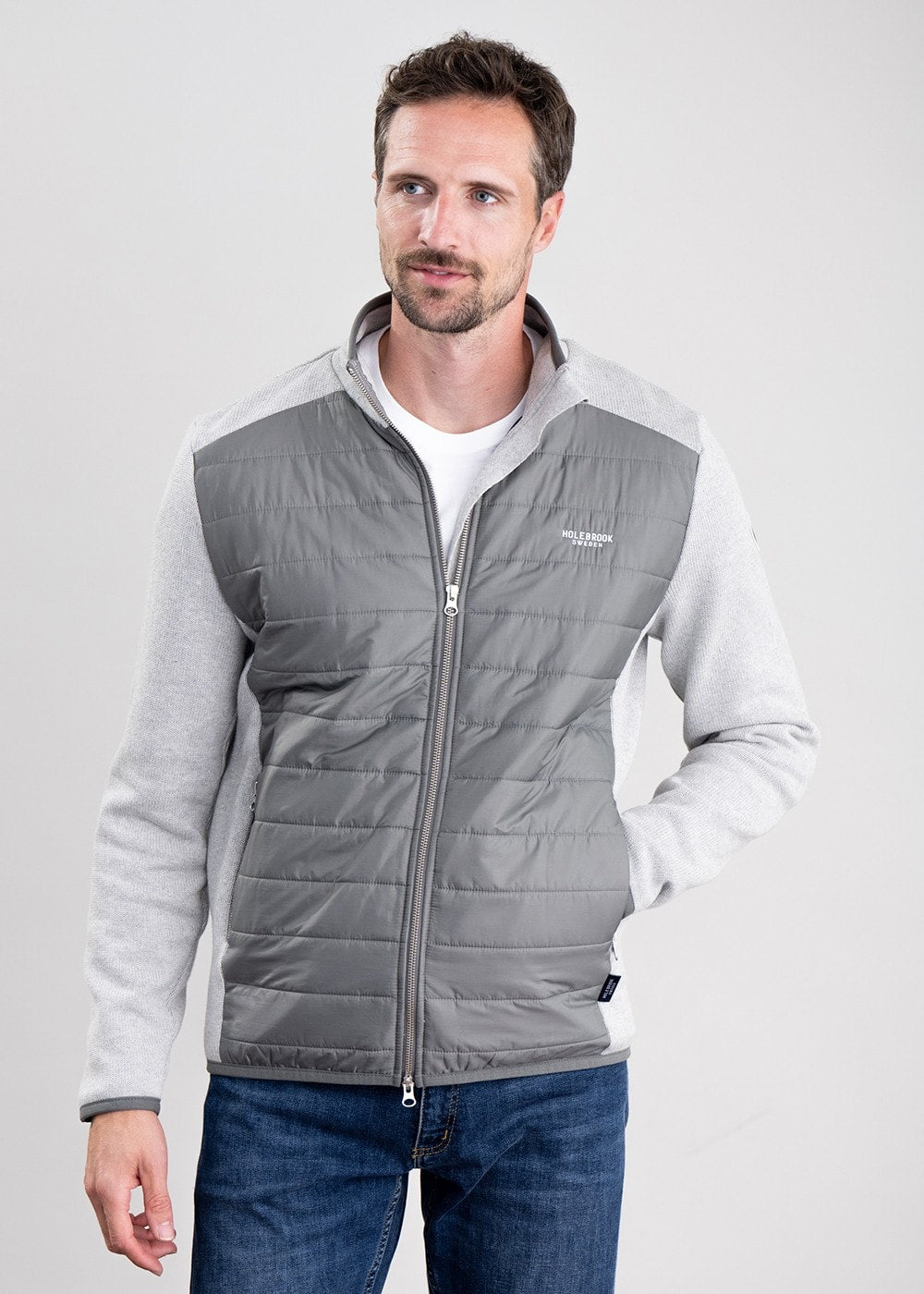 Peder Full Zip Windproof Jacket - Light Grey Melange - 5