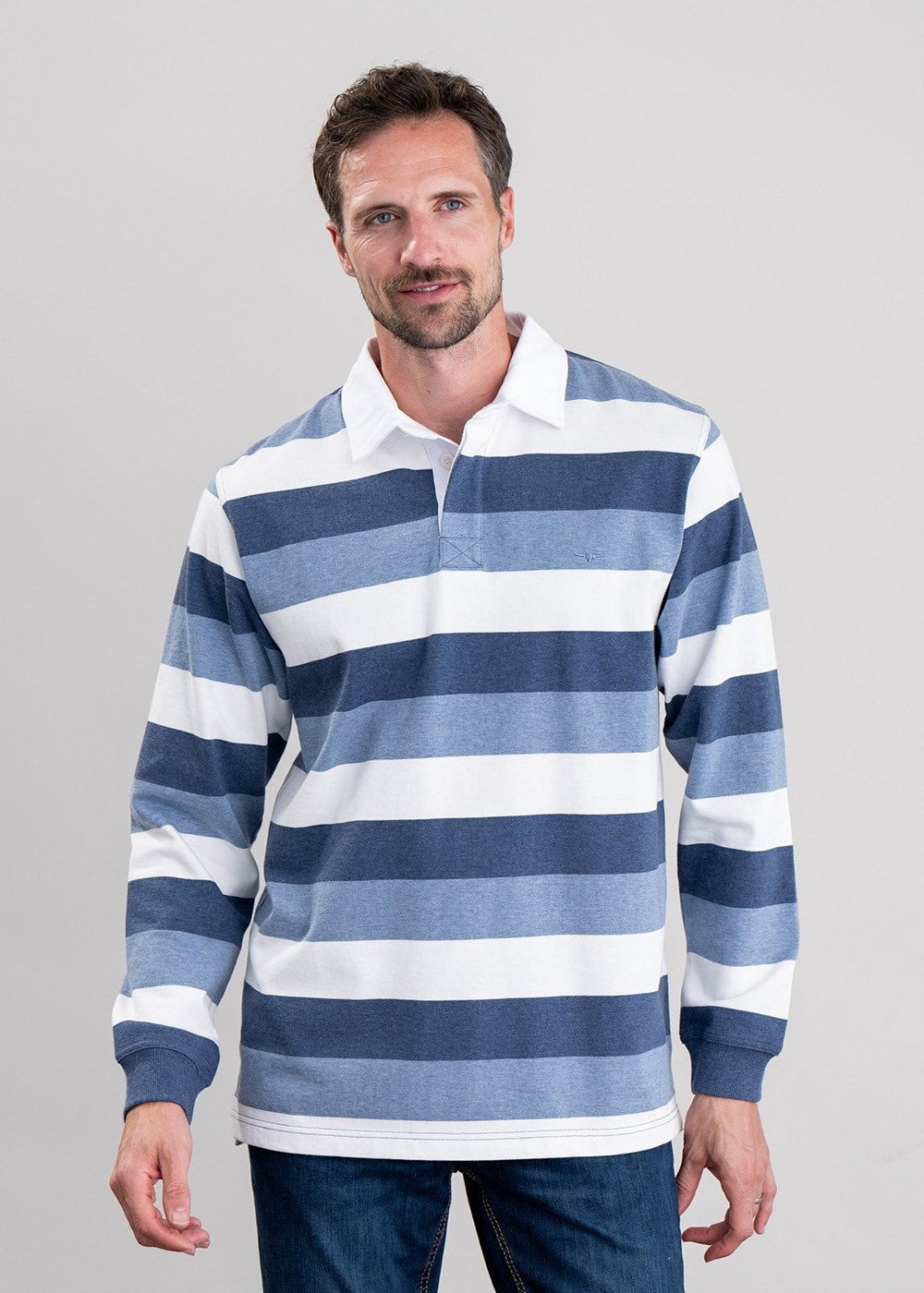 Tweedale Rugby Shirt - Blue, Navy and White - 1