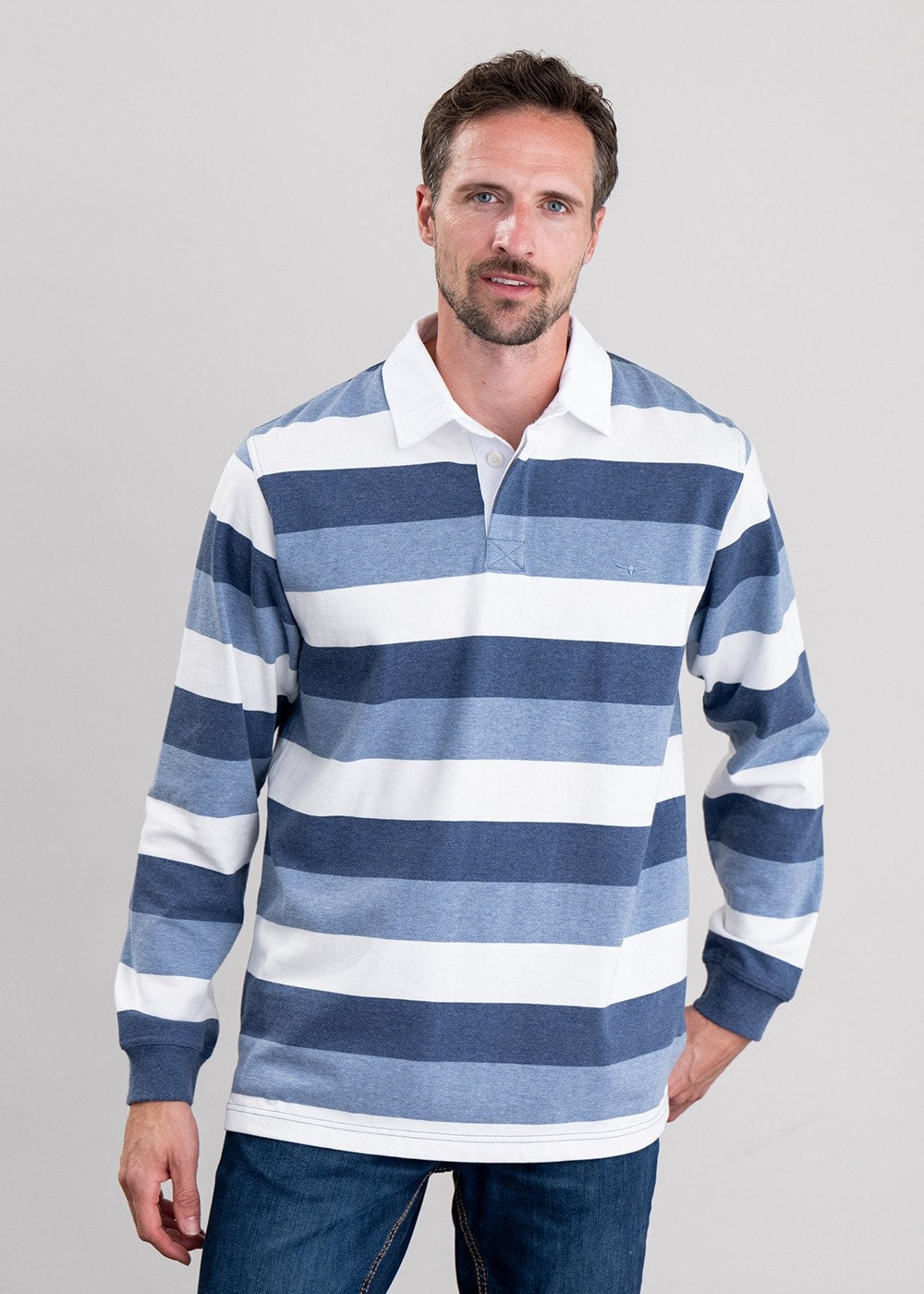 Tweedale Rugby Shirt - Blue, Navy and White - 4