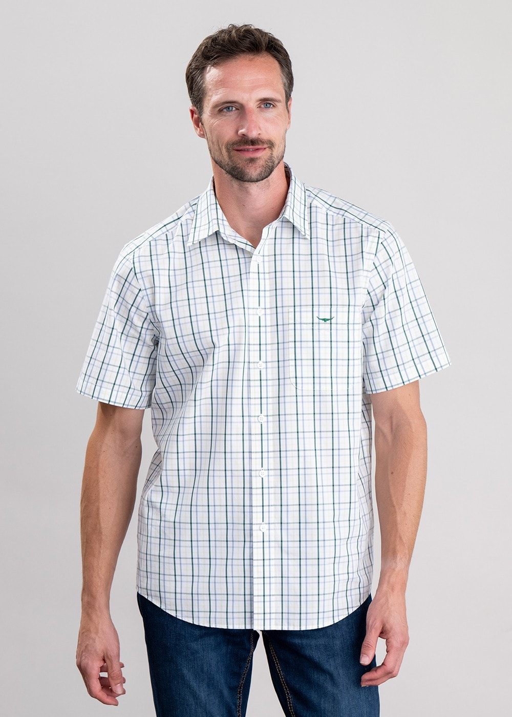 Hervey Shirt - White, Blue and Green - 1