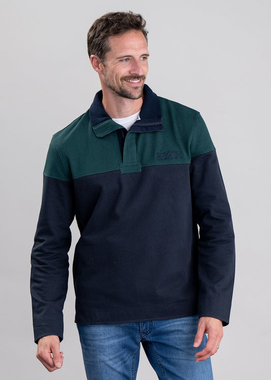 Helford Heritage Sweatshirt - Navy and Pine Green - 1