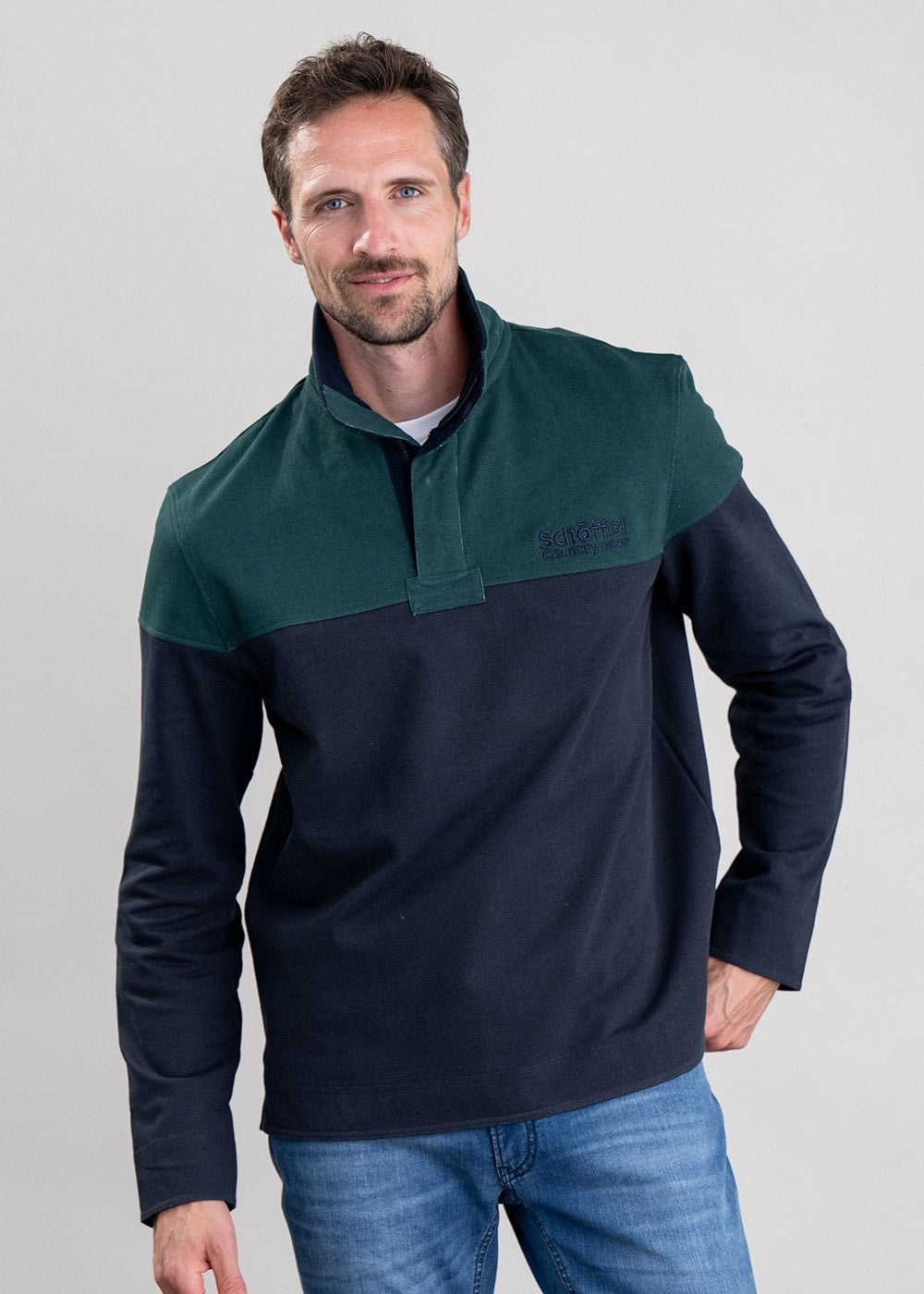 Helford Heritage Sweatshirt - Navy and Pine Green - 2