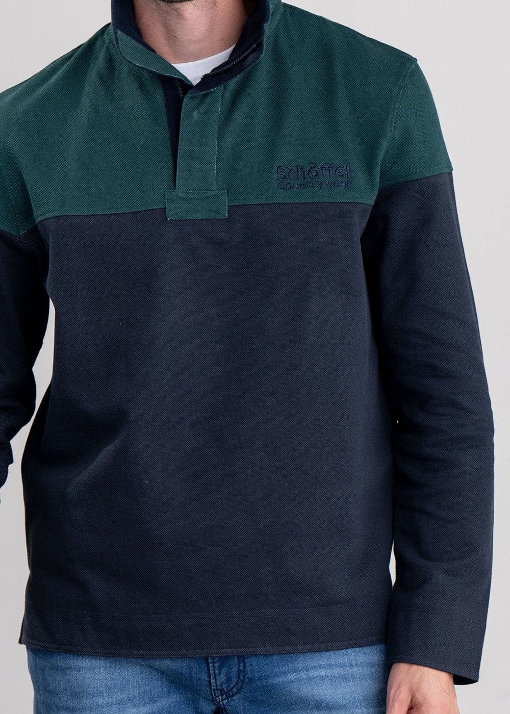 Helford Heritage Sweatshirt - Navy and Pine Green - 4