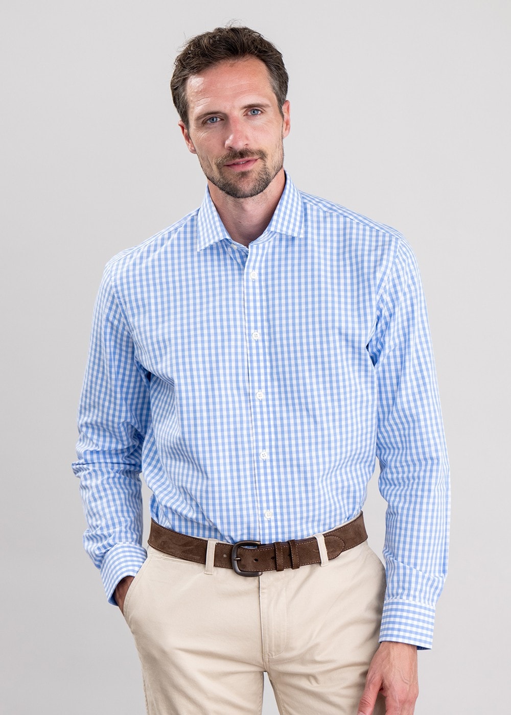 Thorpeness Tailored Shirt - Blue Check - 1