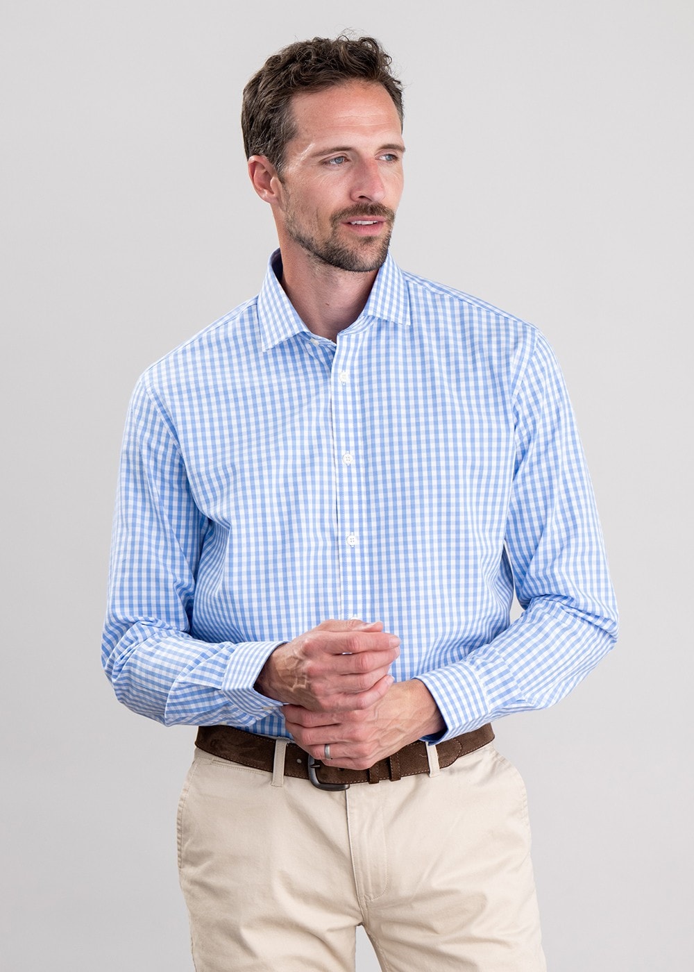 Thorpeness Tailored Shirt - Blue Check - 3