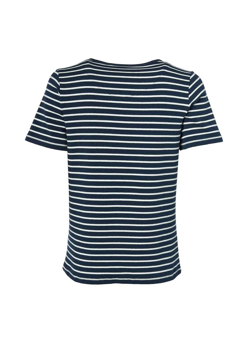 Padstow Crew Neck T-Shirt - Ink Navy and Natural Stripe - 7