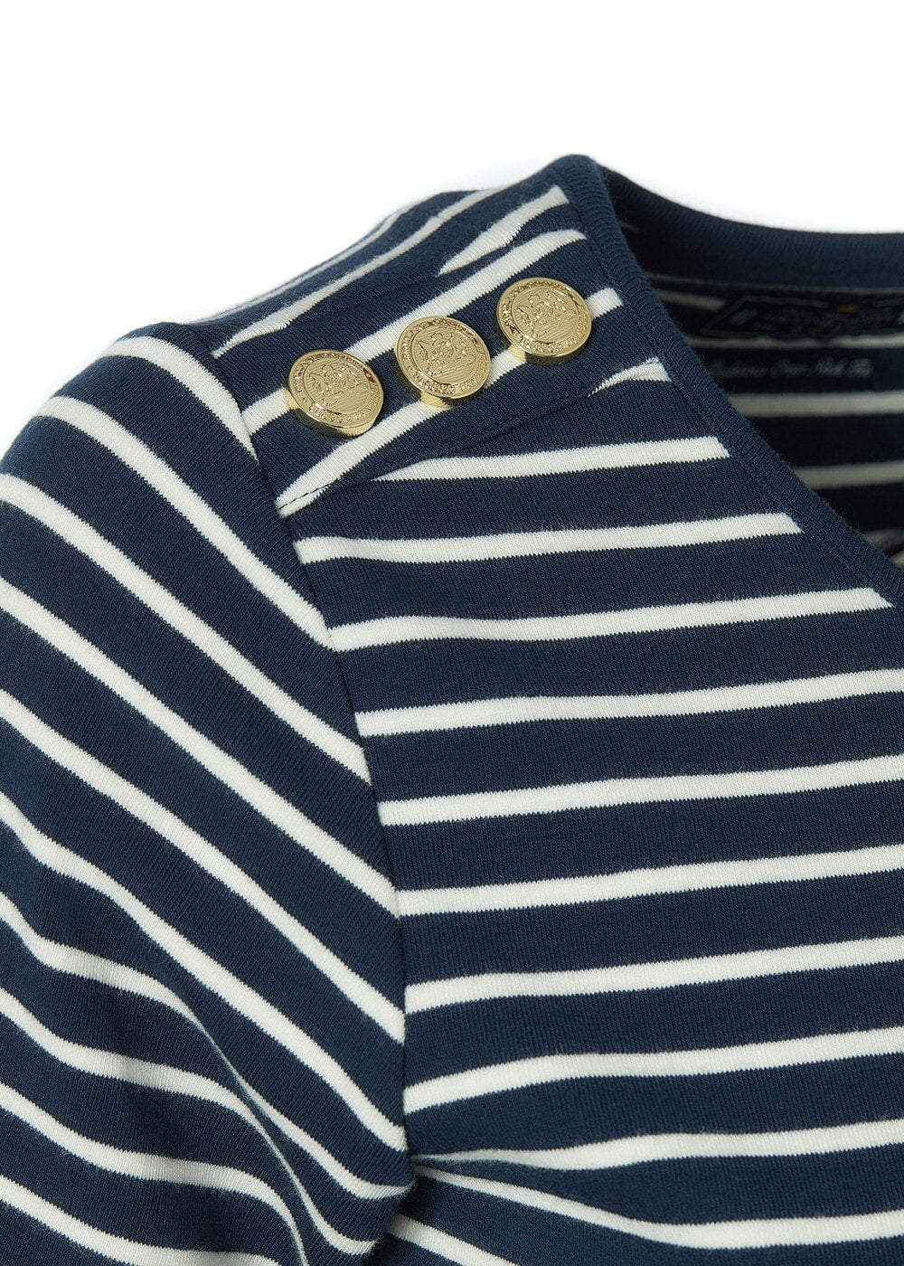 Padstow Crew Neck T-Shirt - Ink Navy and Natural Stripe - 8