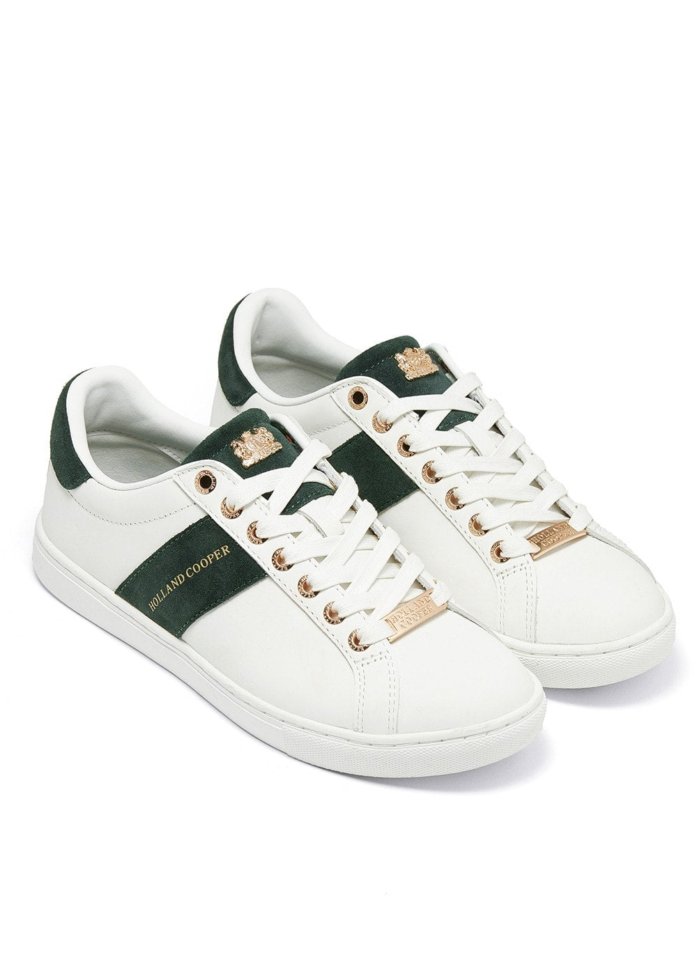 Knightsbridge Court Trainers - White and Racing Green - 1