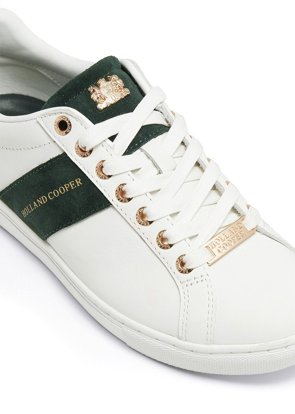 Knightsbridge Court Trainers - White and Racing Green - 5